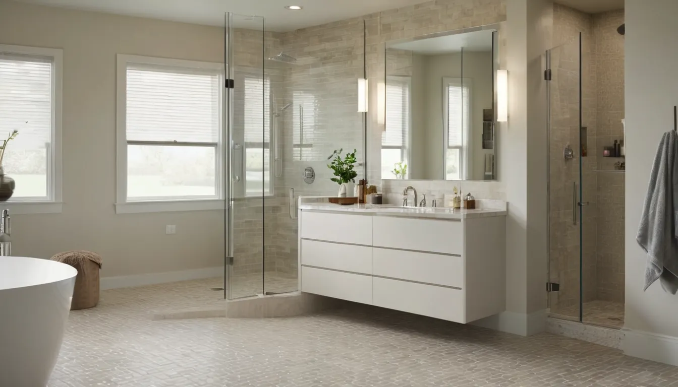 A bright, newly remodeled bathroom with a walk-in shower and glass door in a home in Taunton