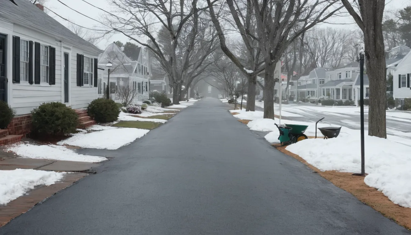 Charming older homes along a snowy street in Taunton